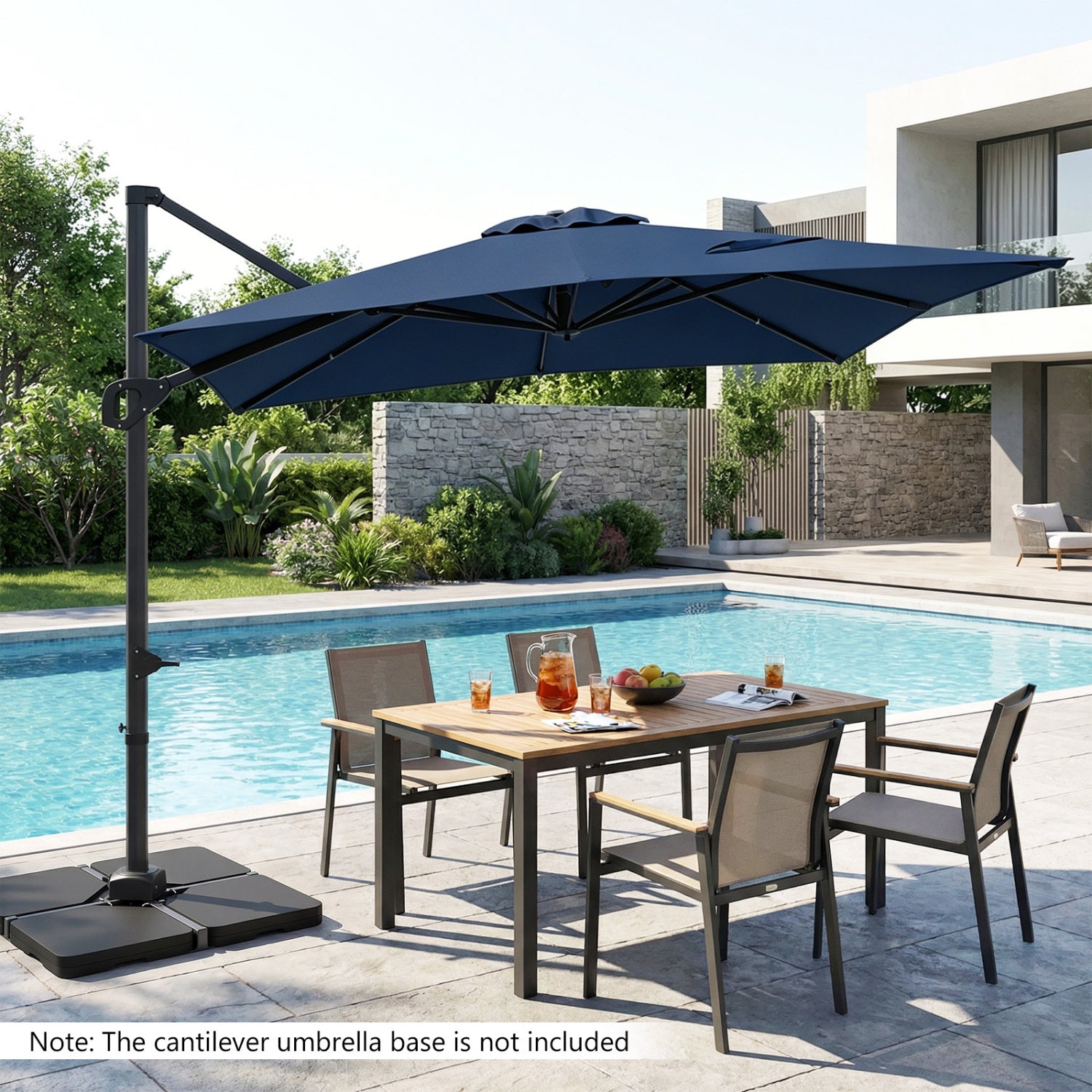 11 x 9 FT Cantilever Patio Umbrella, 360° Rotation, Easy Tilt, Navy Outdoor Umbrellas at Gallery Canada