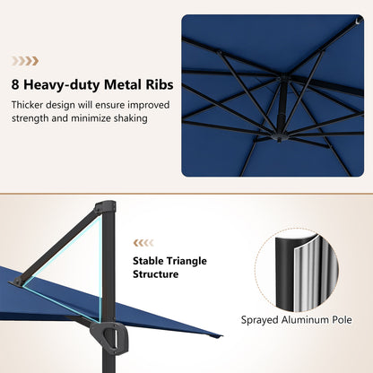 11 x 9 FT Cantilever Patio Umbrella, 360° Rotation, Easy Tilt, Navy Outdoor Umbrellas at Gallery Canada