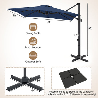 11 x 9 FT Cantilever Patio Umbrella, 360° Rotation, Easy Tilt, Navy Outdoor Umbrellas at Gallery Canada