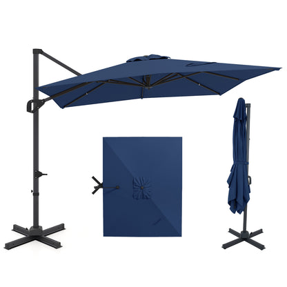 11 x 9 FT Cantilever Patio Umbrella, 360° Rotation, Easy Tilt, Navy Outdoor Umbrellas Navy at Gallery Canada