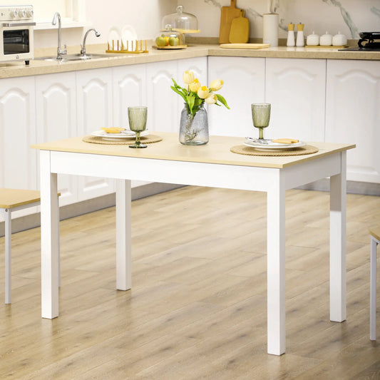 Kitchen Dining Table For 4-6 People, 46.9" W x 27.6" D x 29.5" H, Oak Dining Tables Oak Wood Grain, White at Gallery Canada