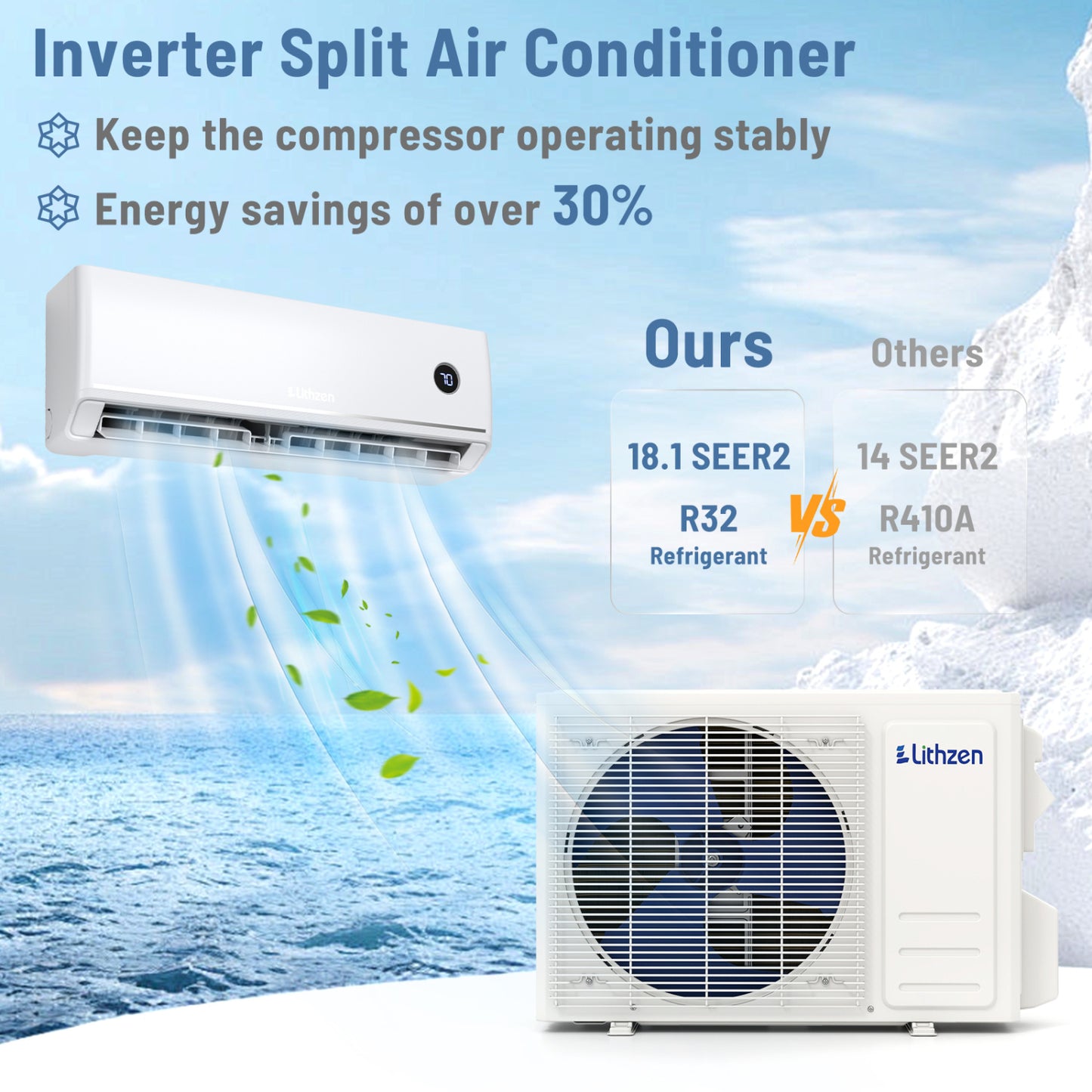 12000 BTU 18.1 SEER2 Mini Split AC, Works With Alexa, White Mini Split Air Conditioners at Gallery Canada