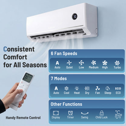 12000 BTU 18.1 SEER2 208/230V Mini Split AC, White Mini Split Air Conditioners at Gallery Canada