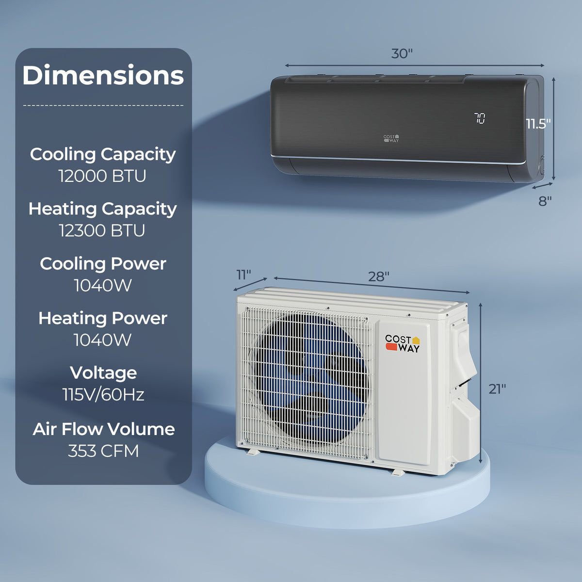 12000 BTU 22 SEER2 115V WiFi Mini Split AC with Alexa, Gray Mini Split Air Conditioners at Gallery Canada