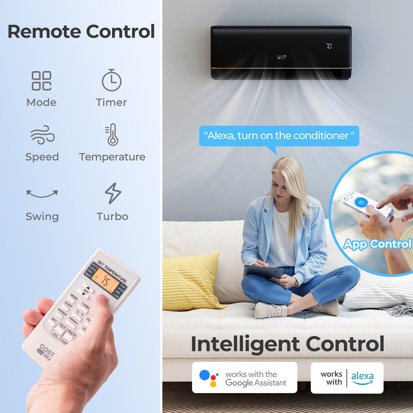 12000 BTU 22 SEER2 115V WiFi Mini Split AC with Alexa, Gray Mini Split Air Conditioners at Gallery Canada
