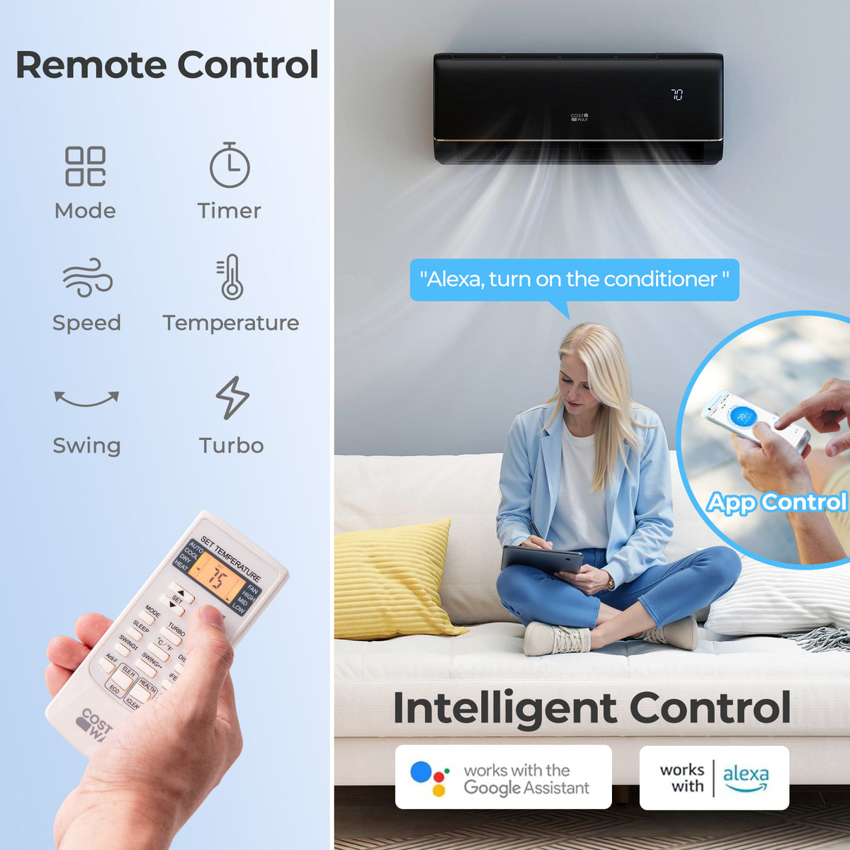 12000 BTU 22 SEER2 115V WiFi Mini Split AC with Alexa, Gray Mini Split Air Conditioners at Gallery Canada