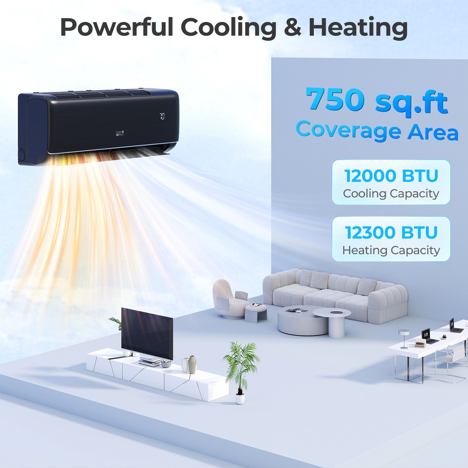 12000 BTU 22 SEER2 115V WiFi Mini Split AC with Alexa, Gray Mini Split Air Conditioners at Gallery Canada