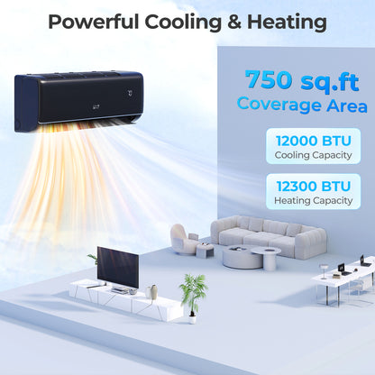 12000 BTU 22 SEER2 115V WiFi Mini Split AC with Alexa, Gray Mini Split Air Conditioners at Gallery Canada