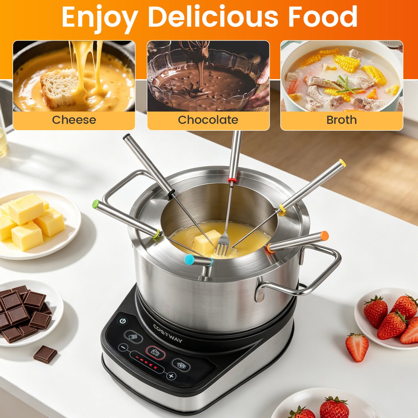 1200W Electric Fondue Pot, 3 L Removable Pot, 6 Forks Small Appliances at Gallery Canada