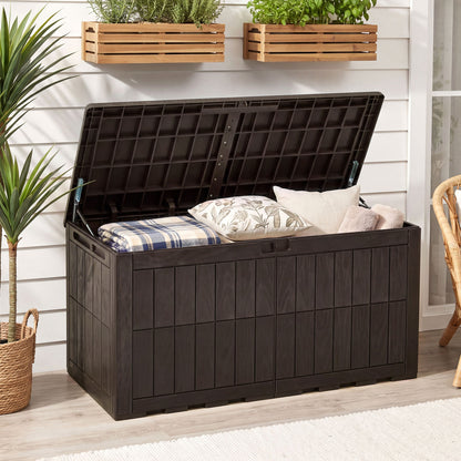 120 Gal Outdoor Deck Box with Lid, Brown Sheds & Outdoor Storage at Gallery Canada