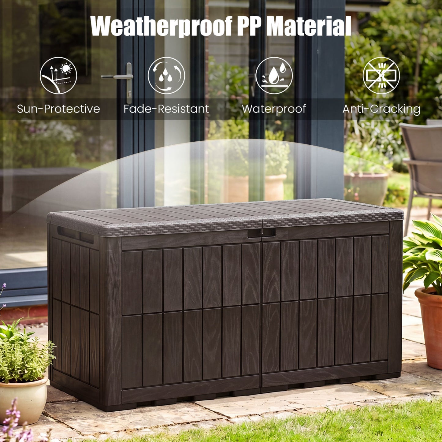 120 Gal Outdoor Deck Box with Lid, Brown Sheds & Outdoor Storage at Gallery Canada