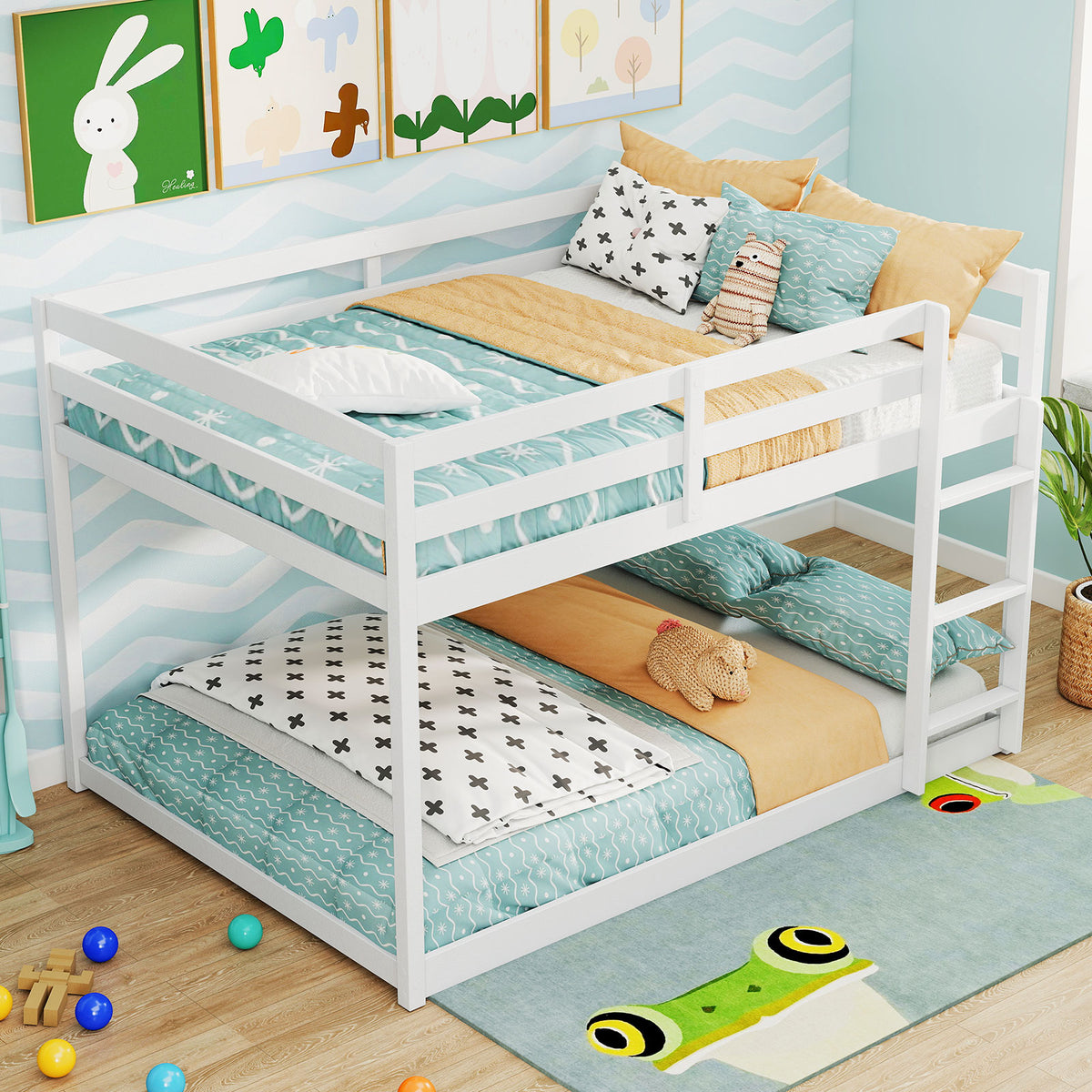 Full Over Full Bunk Bed, Low To Ground, White Bunk Bed Frame at Gallery Canada