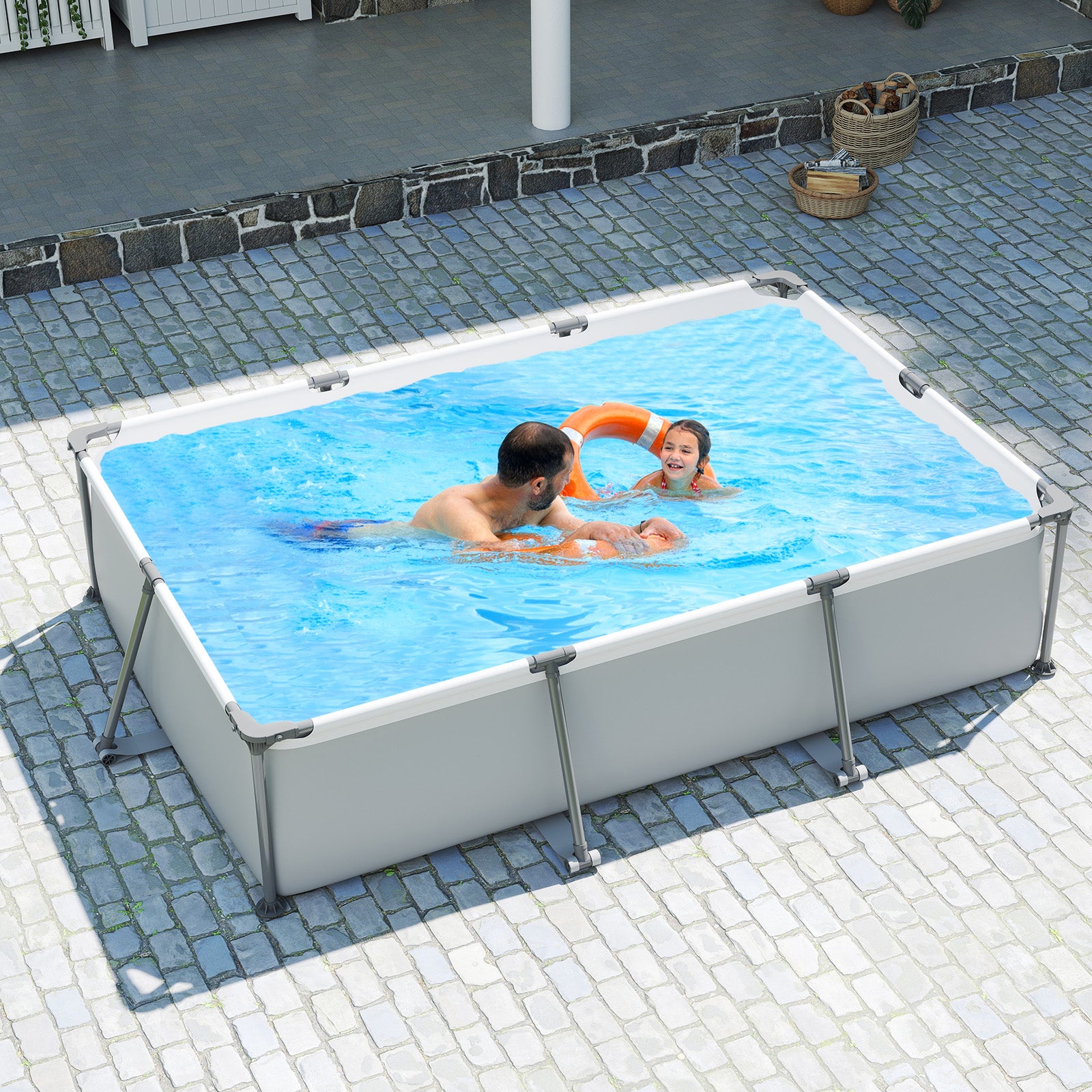 Metal Frame Outdoor Family Swimming Pool, 10 ft, Gray Swimming Pools at Gallery Canada