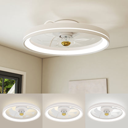 19 Inch Flush Mount Ceiling Fan, 3000-6500K Dimmable LED, White Ceiling Fans at Gallery Canada