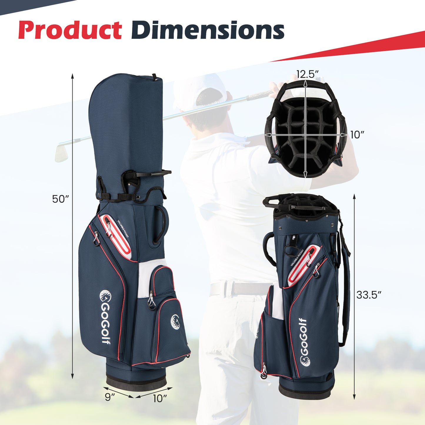 Lightweight Portable Golf Cart Bag, Navy Golf at Gallery Canada