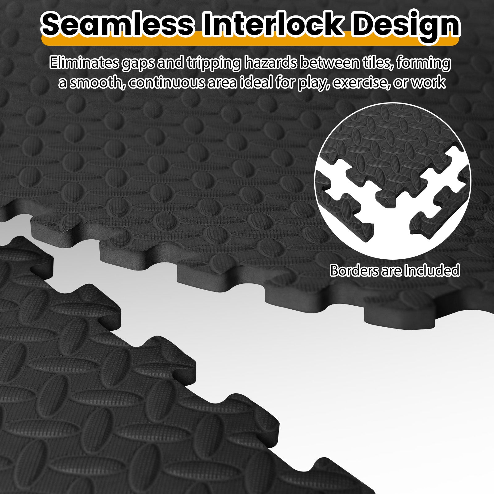 12 Tiles, 1/2 Inch Puzzle Exercise Floor Mats, Black Yoga Accessories at Gallery Canada