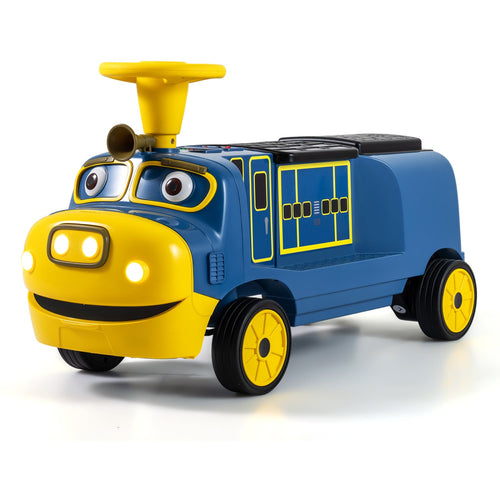 12V 2-Seater Kids Ride on Train with Height Adjustable Seat and Music Licensed Chuggington, Blue
