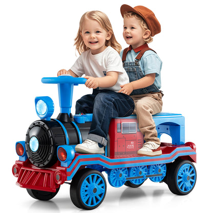 12V 2-Seater Ride on Toy with Train Whistle and Removable Chair, Blue Powered Ride On Toys at Gallery Canada