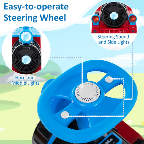 12V 2-Seater Ride on Toy with Train Whistle and Removable Chair, Blue