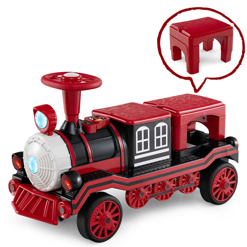 12V 2-Seater Ride on Toy with Train Whistle and Removable Chair, Red