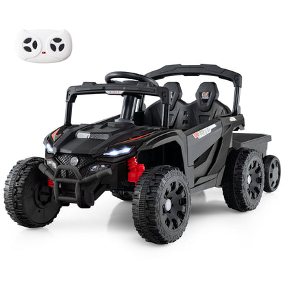 12V Battery Ride On Tractor With Remote Control, Black Powered Ride On Toys Black at Gallery Canada
