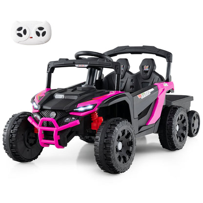 12V Battery Powered Ride On Tractor with Parent Remote Control-MH, Black & Pink Powered Ride On Toys at Gallery Canada