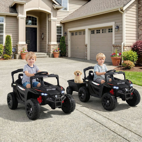 12V Battery Ride On Tractor With Remote Control, Black