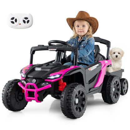 12V Battery Powered Ride On Tractor with Parent Remote Control-MH, Black & Pink Powered Ride On Toys at Gallery Canada