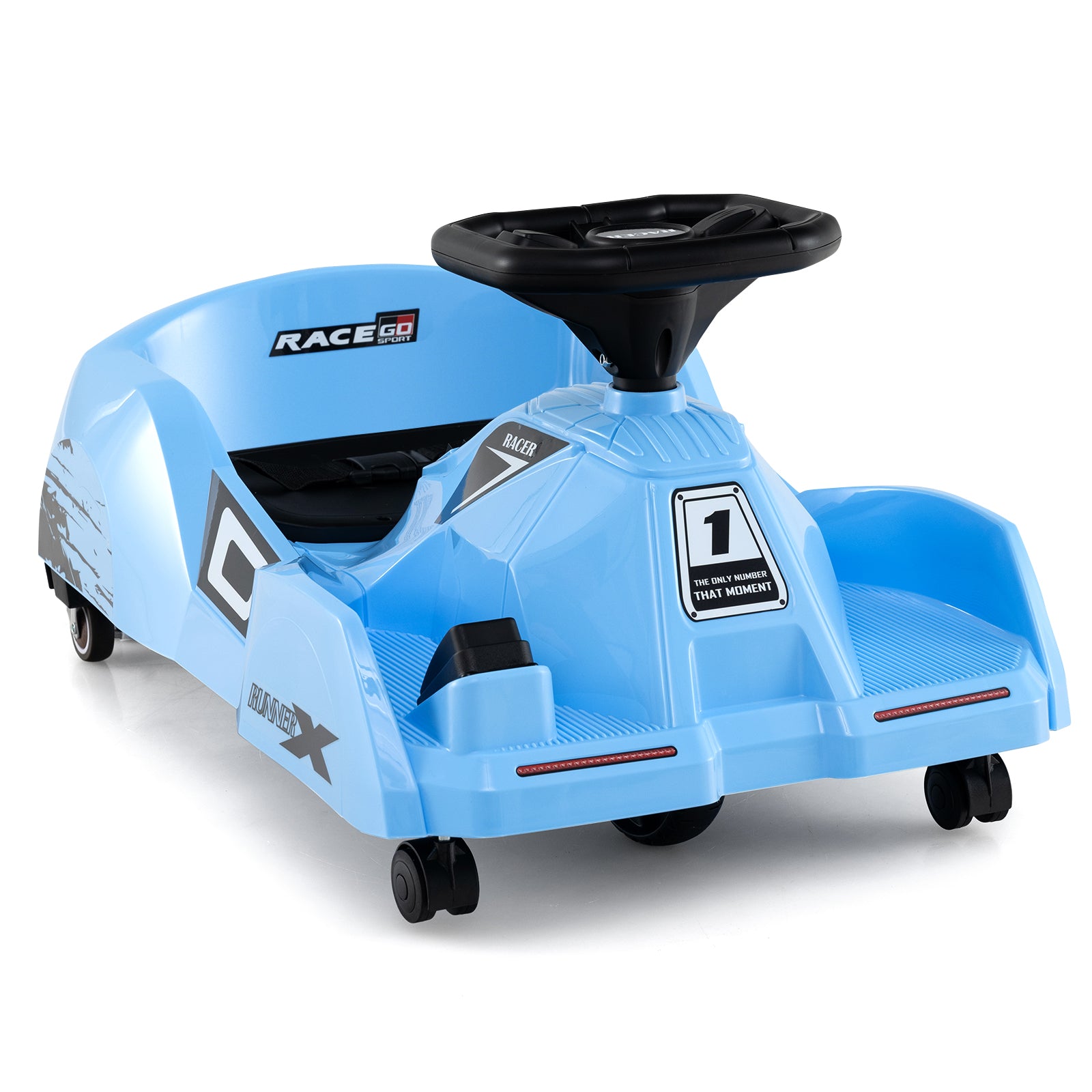 12V Electric Go Kart, Detachable Mop, Remote Control, Blue Powered Ride On Toys at Gallery Canada