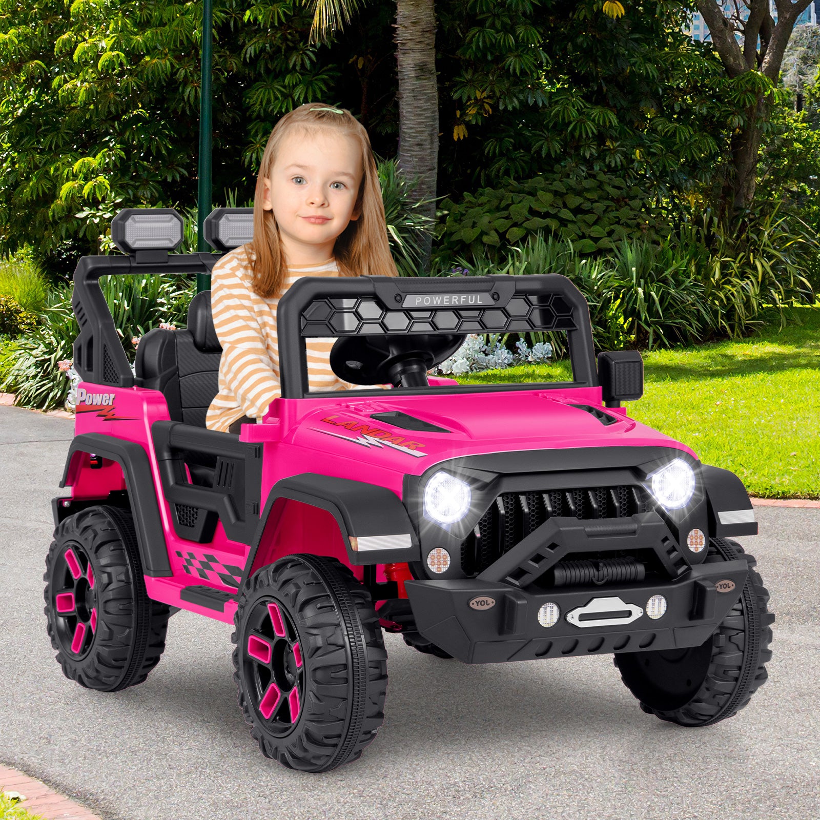 12V Kids Ride On Truck, Remote Control, Music, Pink Powered Ride On Toys at Gallery Canada