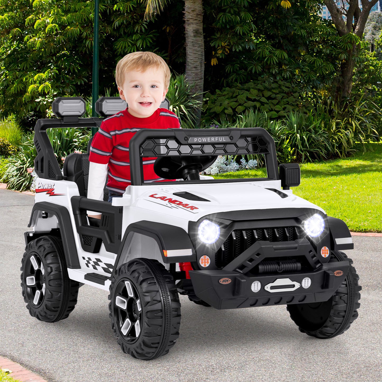 12V Electric Kids Ride On Truck, Remote Control, Music, White Powered Ride On Toys at Gallery Canada