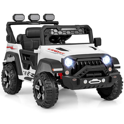 12V Electric Kids Ride On Truck, Remote Control, Music, White Powered Ride On Toys at Gallery Canada