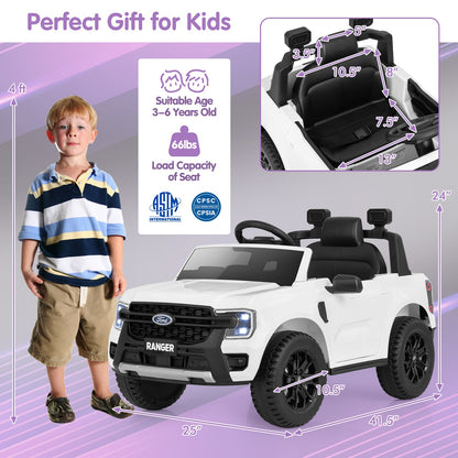 12V Electric Kids Ride On Car, Remote Control, Music, White Powered Ride On Toys at Gallery Canada