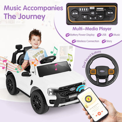 12V Electric Kids Ride On Car, Remote Control, Music, White Powered Ride On Toys at Gallery Canada