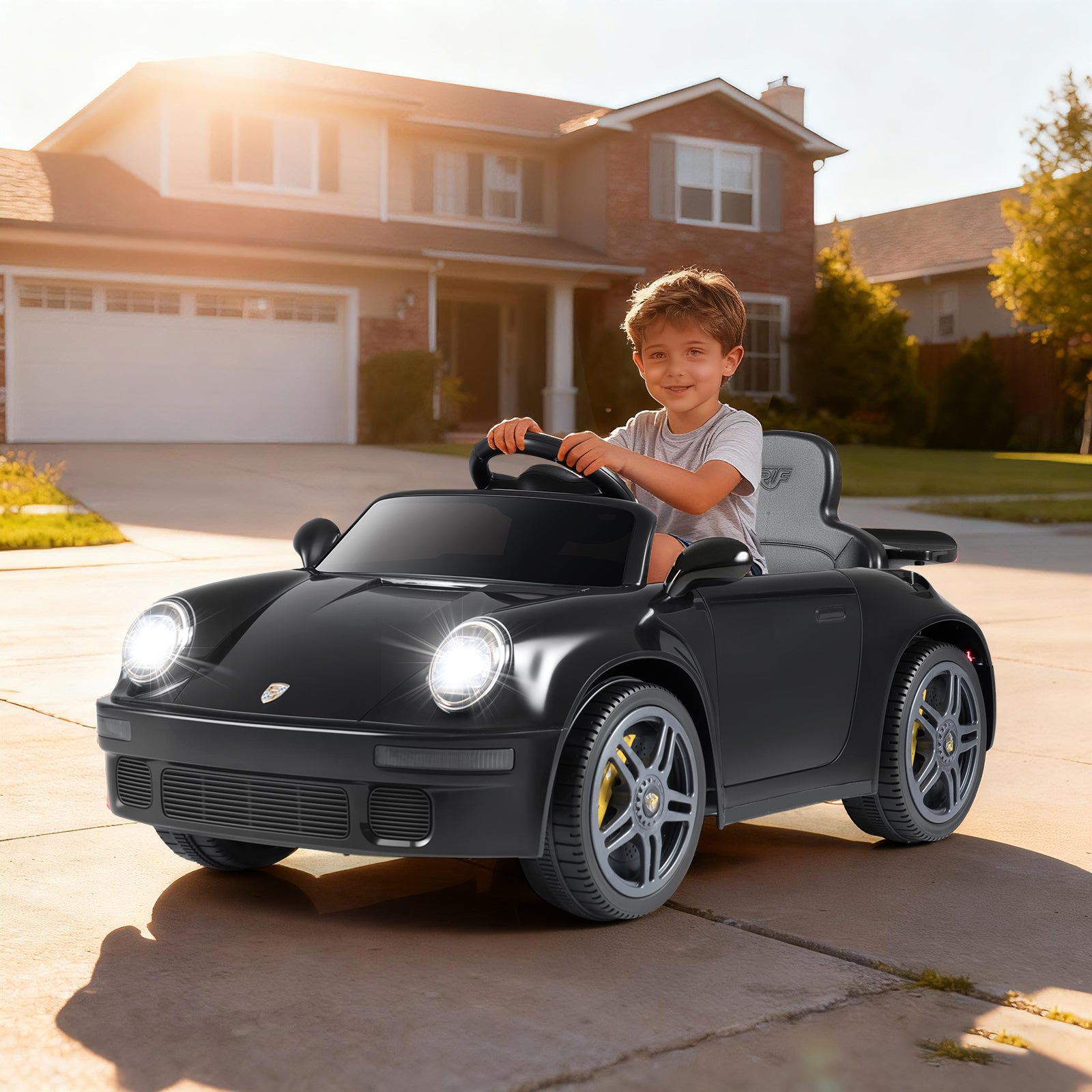 12V Electric Ride On Car Licensed RUF CTR with Remote Control and Music, Black Powered Ride On Toys at Gallery Canada