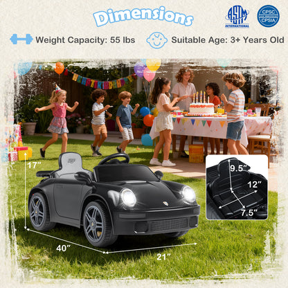 12V Electric Ride On Car Licensed RUF CTR with Remote Control and Music, Black Powered Ride On Toys at Gallery Canada