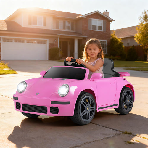 12V Electric Ride On Car Licensed RUF CTR with Remote Control and Music, Pink