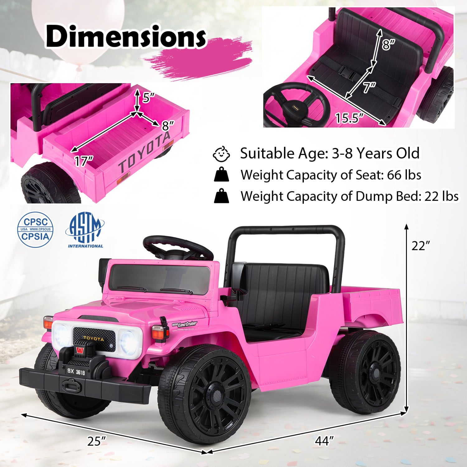 12V Electric Ride On Truck with Dump Bed, Pink Powered Ride On Toys at Gallery Canada