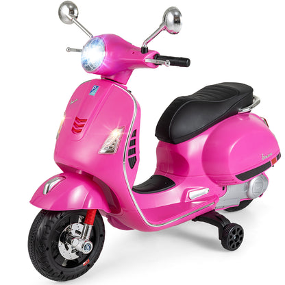 12V Kids Electric Motorcycle Licensed VESPA with Music and Training Wheels, Pink Powered Ride On Toys at Gallery Canada