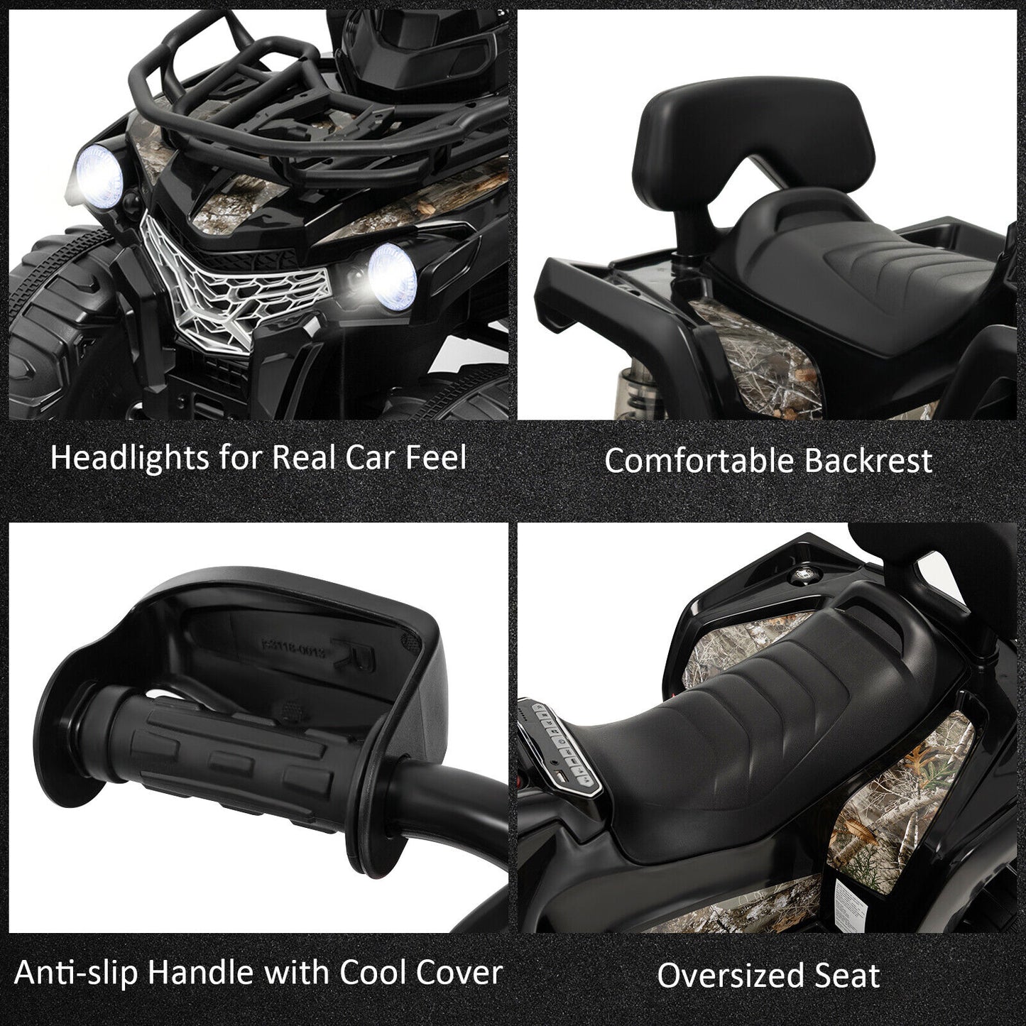 12V Kids Ride On ATV 4 Wheeler, Black Powered Ride On Toys at Gallery Canada