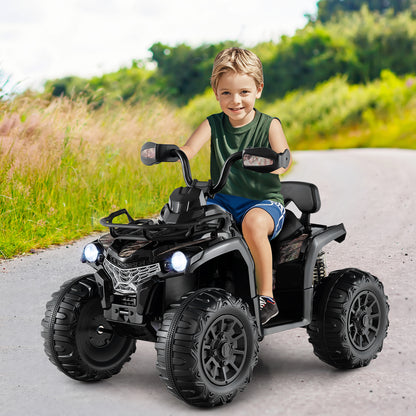 12V Kids Ride On ATV 4 Wheeler, Solid Black Powered Ride On Toys at Gallery Canada