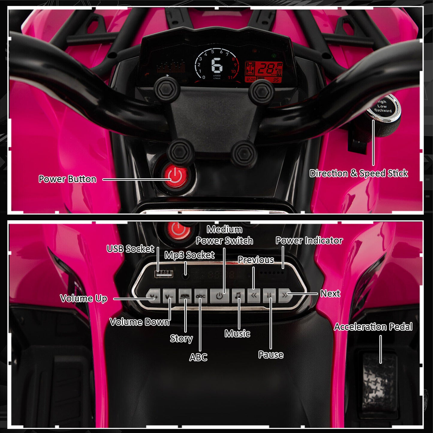 Kids Ride On ATV 4 Wheeler, 12V, Pink Powered Ride On Toys at Gallery Canada