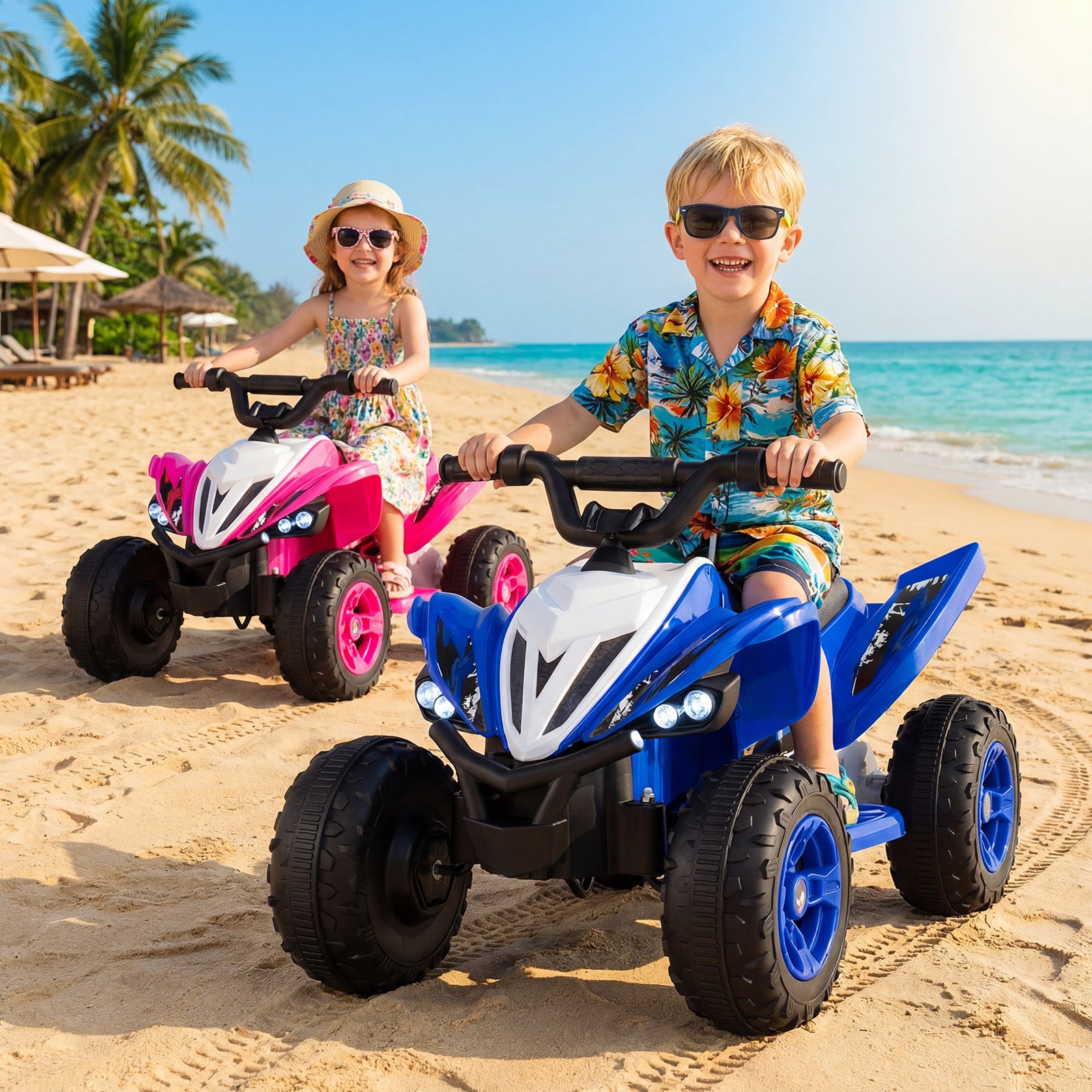 12V Kids Ride On ATV Quad, LED Lights, 7 Mph, Navy Powered Ride On Toys at Gallery Canada