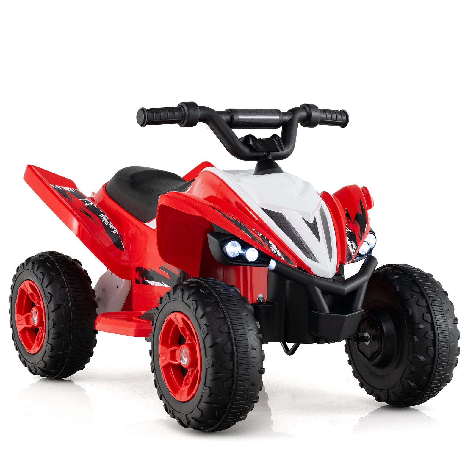 12V Kids Ride On ATV 4-Wheeler Quad with LED Lights and 7 mph Max Speed, Red Powered Ride On Toys Red at Gallery Canada