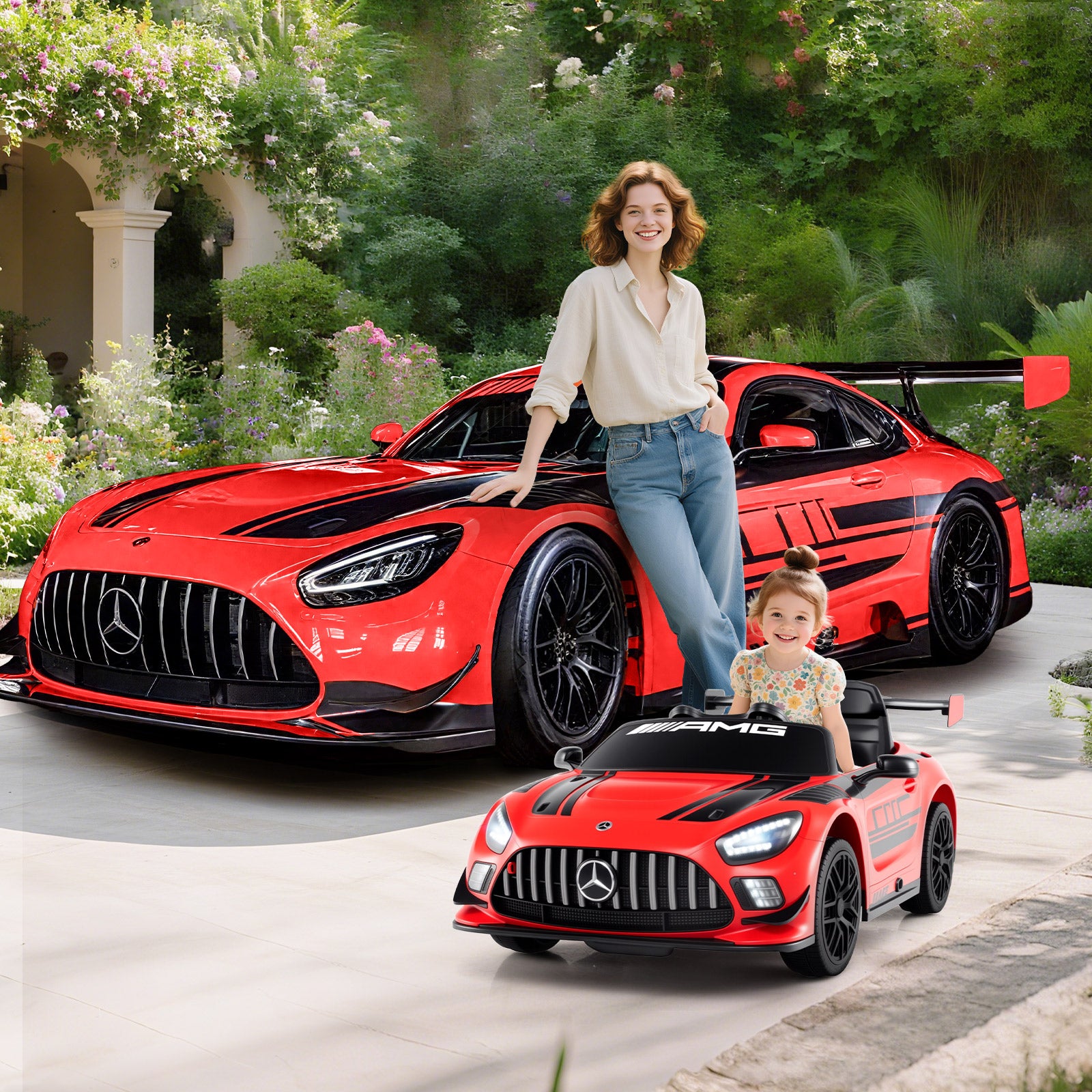 12V Kids Ride On Car, Adjustable Speed, Red Powered Ride On Toys at Gallery Canada