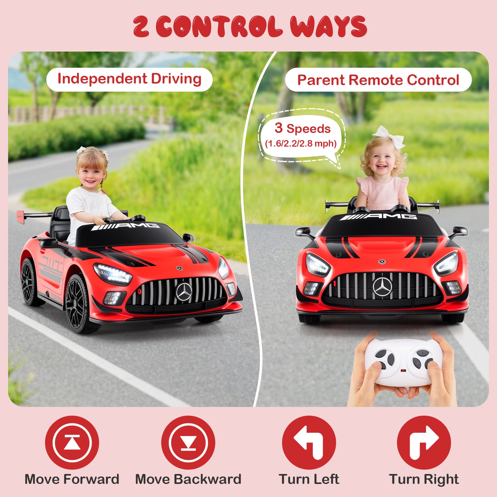 12V Kids Ride On Car, Adjustable Speed, Red Powered Ride On Toys at Gallery Canada