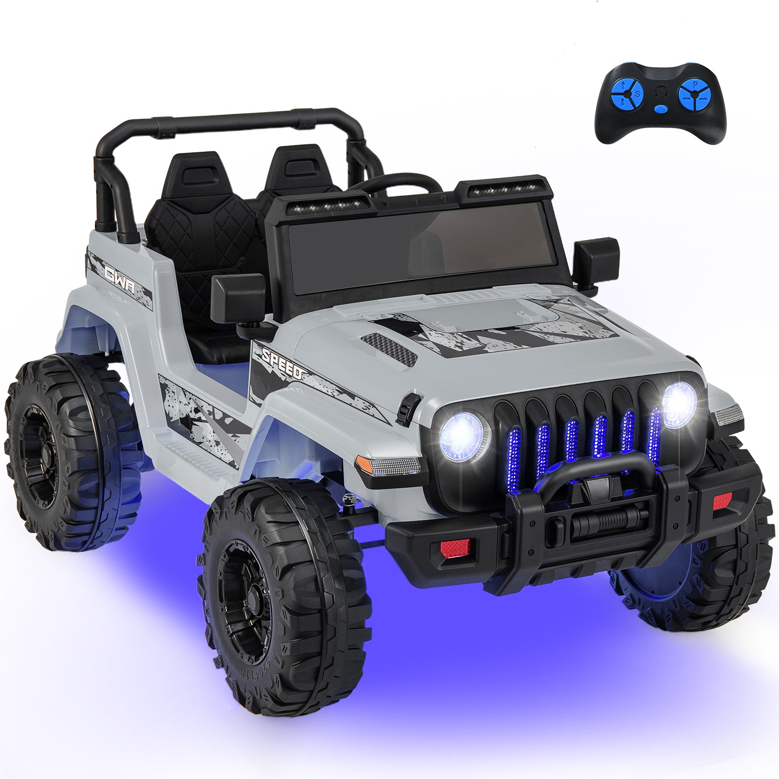 12V Kids Ride-on Jeep Car with 2.4 G Remote Control, Gray Powered Ride On Toys at Gallery Canada