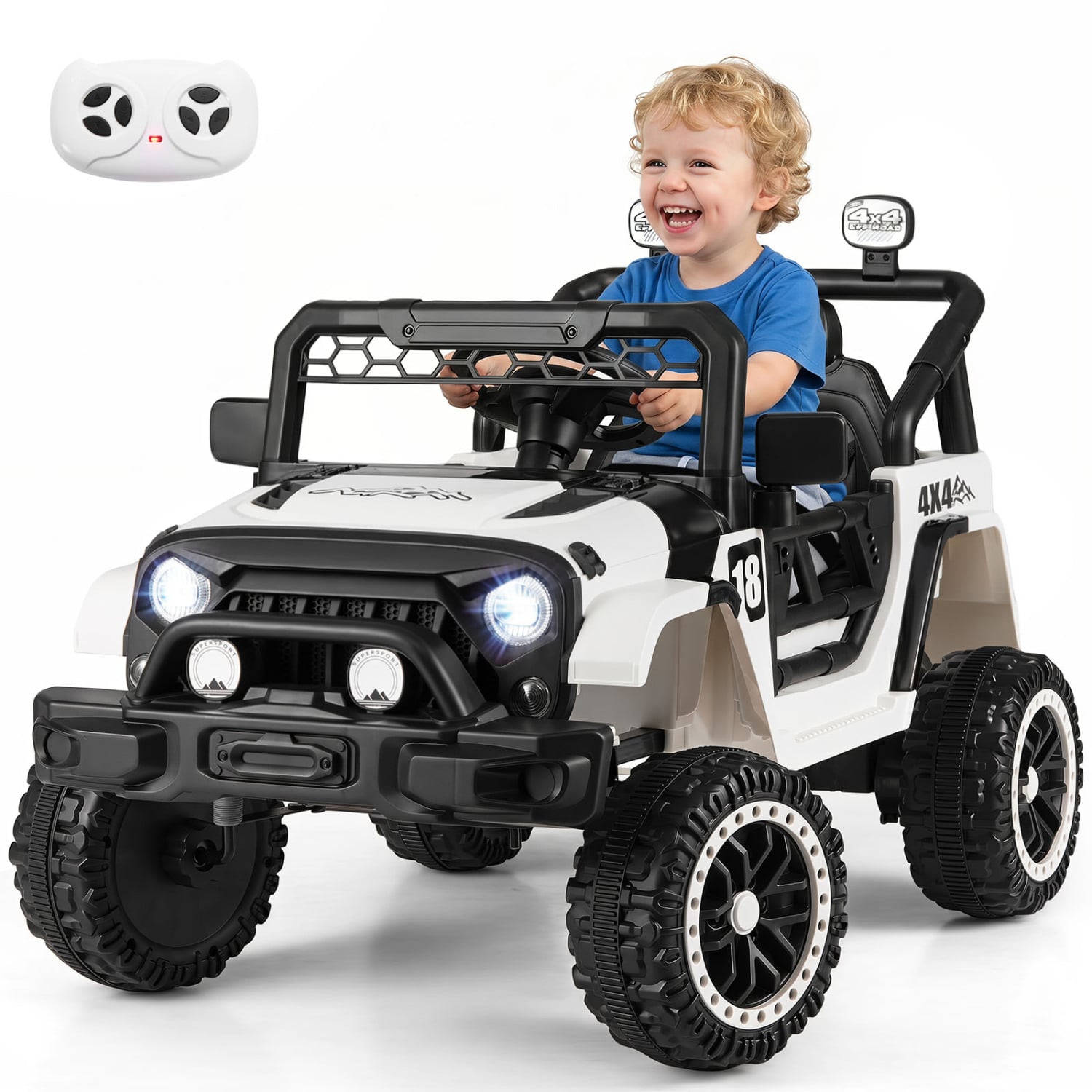 12V Kids Ride On Truck With Remote, Black Powered Ride On Toys Black at Gallery Canada