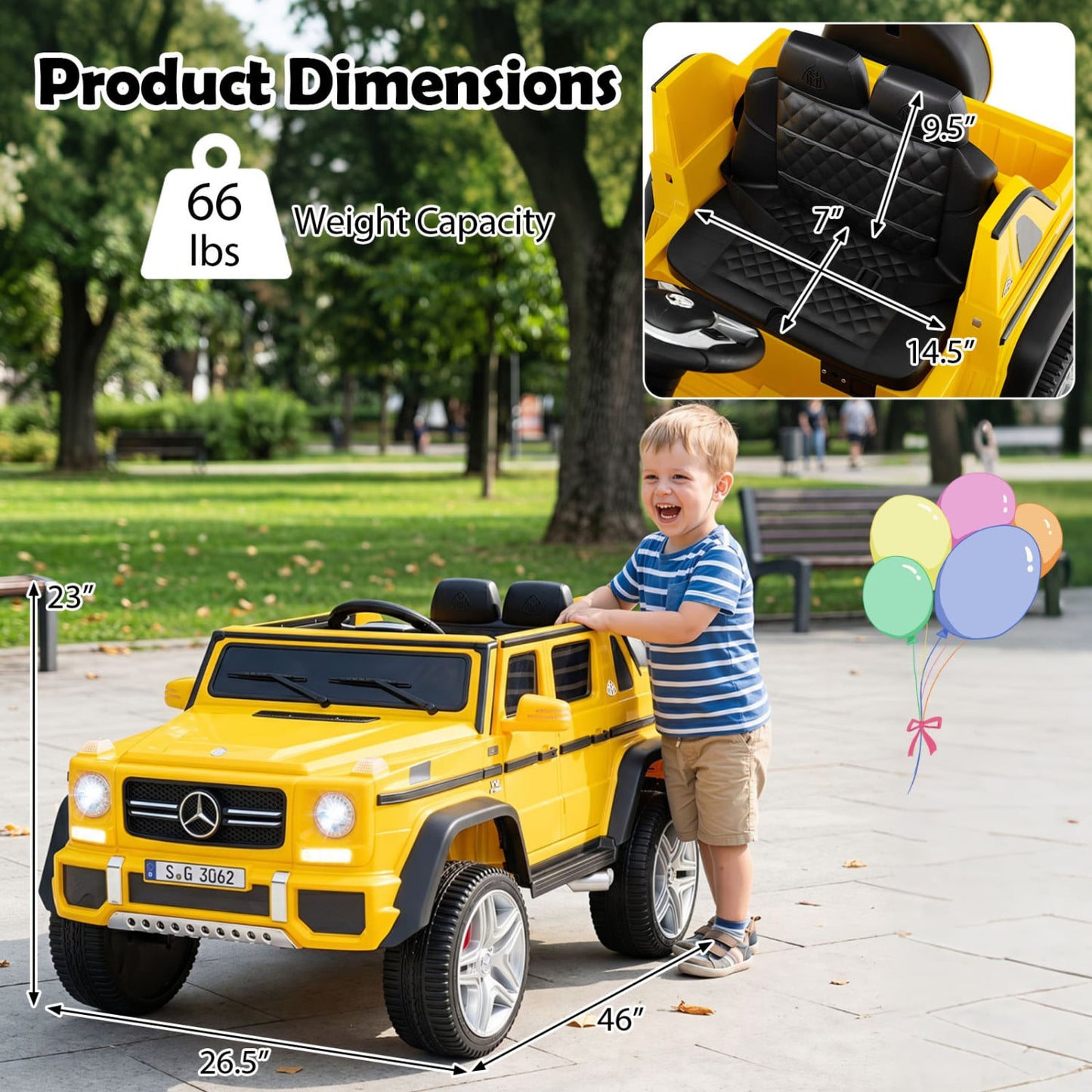 12V Licensed Mercedes-Benz Kids Ride-On Car, Yellow Powered Ride On Toys at Gallery Canada