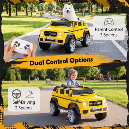 12V Licensed Mercedes-Benz Kids Ride-On Car, Yellow Powered Ride On Toys at Gallery Canada